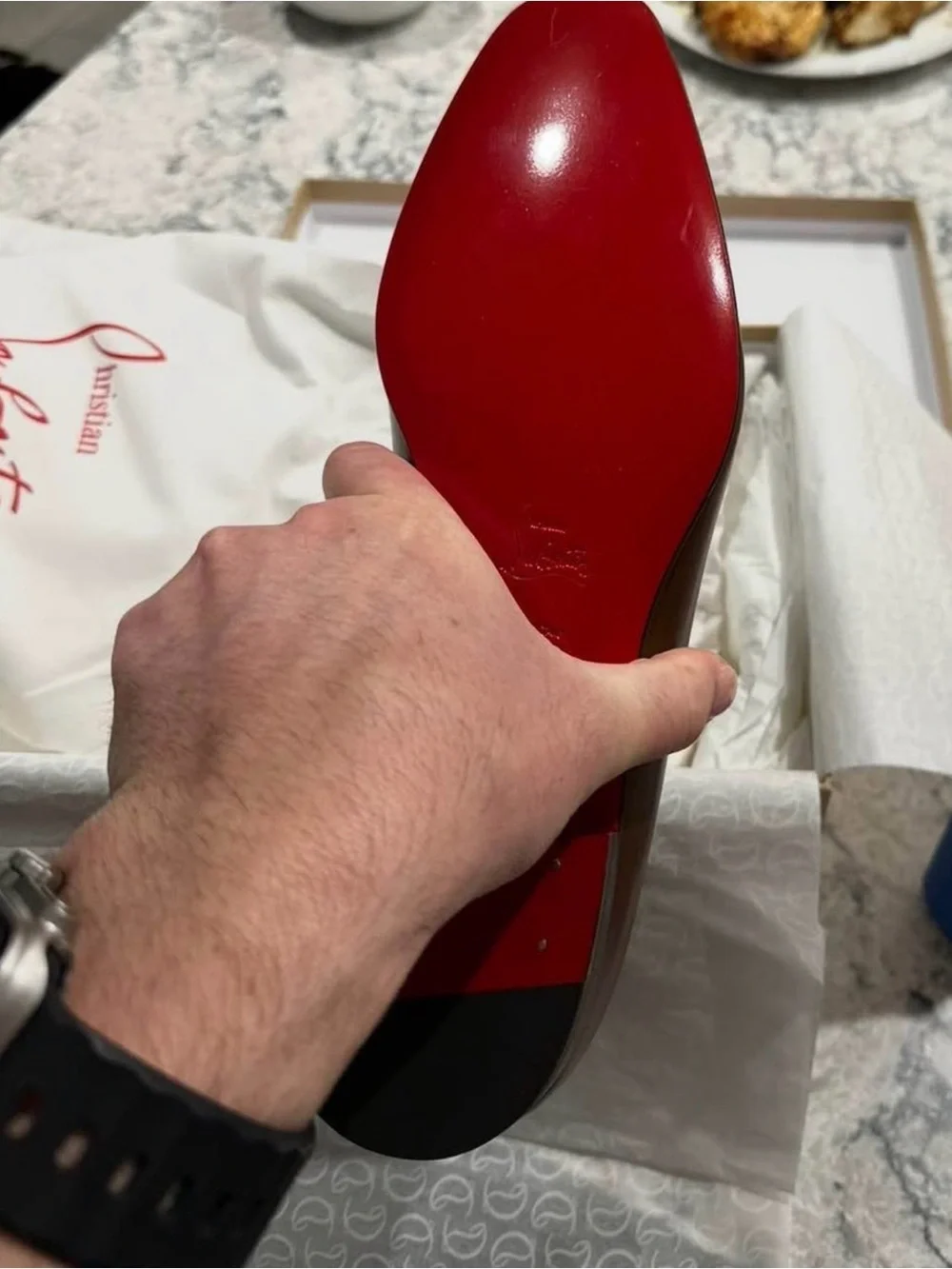Christian Louboutin Brown Leather Men’s Slip-On Loafers with Red Sole